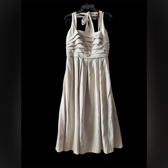 Donna Karan Halter Neck linen blend Midi Dress - Picture 5 of 11